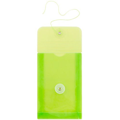 JAM PAPER Plastic Envelopes with Button & String Tie Closure - 4 1/4 x 6 1/4 - Lime Green - 12/Pack - color: Lime Green, size: 4 x 6
