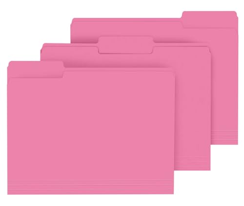File Folder, PANDRI 120 Pack File Folder, 1/3 Cut Tab, Letter Size, Filing Folder for Office School Business, Pink - color: Pink