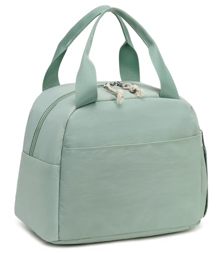 LEDAOU Kids Lunch Bag for Girls, Insulated School Lunch Box, Lightweight | Insulated interior, lightweight design, front pocket, smooth dual zippers, ideal for school and travel - color: Green