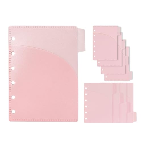 NatSumeBasics 8 Pink A7 Binder Pocket Dividers 3.5" x 5" PP 2 Layer Cash Envelopes Mini Planner Inserts for 6 Ring Budgeting Binder Accessories Supplies (Pink) - color: Pink Pocket Dividers