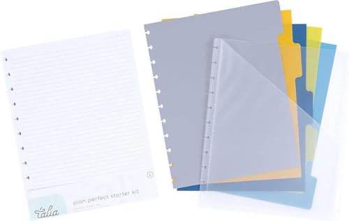 Talia Discbound Notebook - Discbound Starter Kit, Letter Set - includes 100 Sheets of Narrow Ruled, 5 Tab Dividers, 1 Pocket - color: Discbound Starter Kit, size: Letter Set