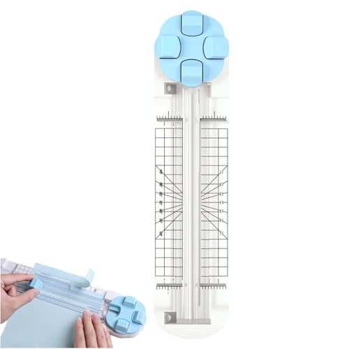 4 in 1 Paper Cutter, 4 Paper Cutting Methods (Straight Line, Wavy, Dotted, Folded Lines), Plus Side Ruler，Plastic (Blue) - color: Blue