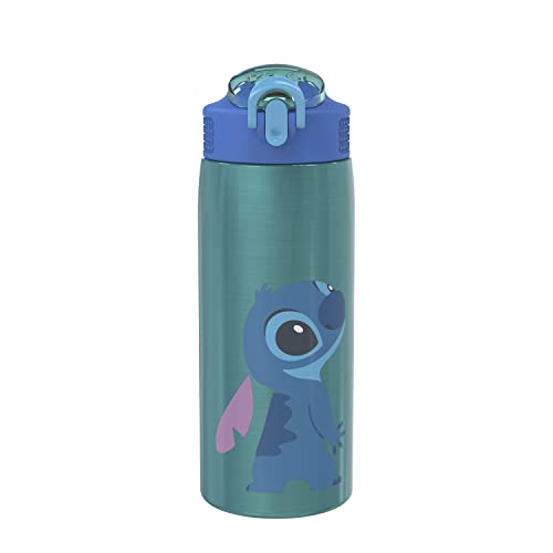 Zak Designs Disney Lilo and Stitch Water Bottle for Travel and At Home, 19 oz Vacuum Insulated Stainless Steel with Locking Spout Cover, Built-In Carrying Loop, Leak-Proof Design (Stitch) - color: Lilo And Stitch