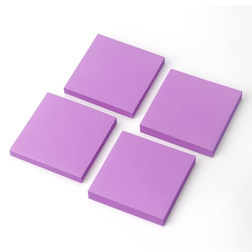 Sticky Notes 3x3 Pop Up Self-Stick Notes Pads with Bright Colors, Easy to Post for Office, School, Home, 4 Pads/Pack, 90 Sheets/Pad (Purple) - color: Purple