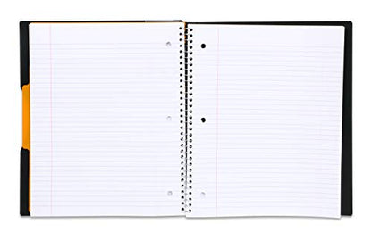 Mintra Office Durable PREMIUM Spiral Notebook, ((Black, 1 Subject, 8.5in x 11in)), Fabric Covered Coils, No Snags, Removable Adjustable Pocket Dividers, Ruler, Organization, Customizable - color: Black, size: 1 Subject (8.5in x 11in)