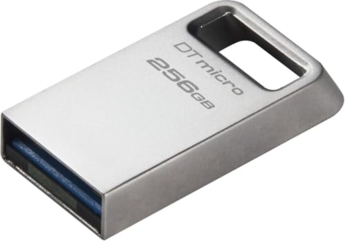 Kingston DataTraveler Micro 256GB USB Flash Drive | Ultra-Small Premium Metal Design | USB 3.2 Gen 1 | Speeds up to 200MB/s | DTMC3G2/256GB,Silver - size: 256GB (Pack of 1)
