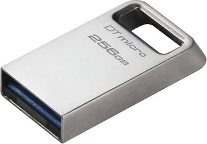 Kingston DataTraveler Micro 256GB USB Flash Drive | Ultra-Small Premium Metal Design | USB 3.2 Gen 1 | Speeds up to 200MB/s | DTMC3G2/256GB,Silver - size: 256GB (Pack of 1)