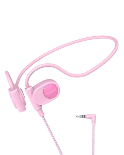 Mehomeli Kid Headphones for School, Air Conduction Open Ear Headphones, 3.5mm Jack Wired Cord, Ultra-Comfort, Ergonomic and Lightweight Design Perfect for School and Outdoor Activities-Pink - color: Pink