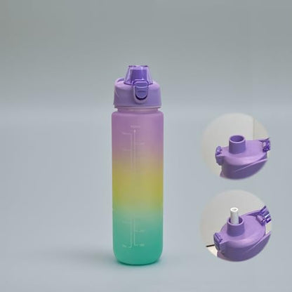 DEARART 2-Pack 32oz Purple-Mix Water Bottle & 24oz Blue Water Bottle BPA FREE Hidden Cup Mouth Has Handle Easy Carried, Suit School Office Walking Yoga Gym Working etc.