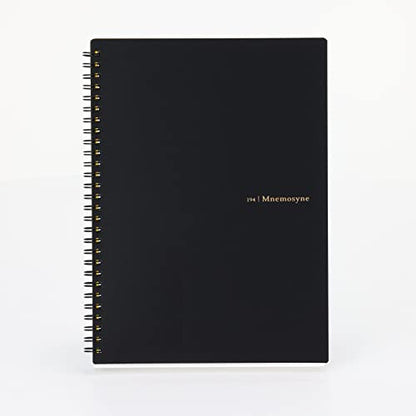 Maruman Mnemosyne Lined Notebook- B5, 7.17" x 10.12", 80 Sheets / 160 Pages, 7mm College Ruled Journal, Perforated Pages & Wire-Bound to Lay Flat, Black, Made in Japan - size: B5 (7.17" x 10.12")