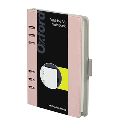 Oxford 6-Ring Professional Notebook, 7 x 9 Inch, Refillable Notebook, Writing Journal, Ivory Paper, 100 Sheets, Blush Pink Faux Leather Cover (90005) - size: Blush