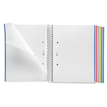 Miquelrius 8 Subject Spiral Notebook, College Ruled, Red (6.5" x 8")