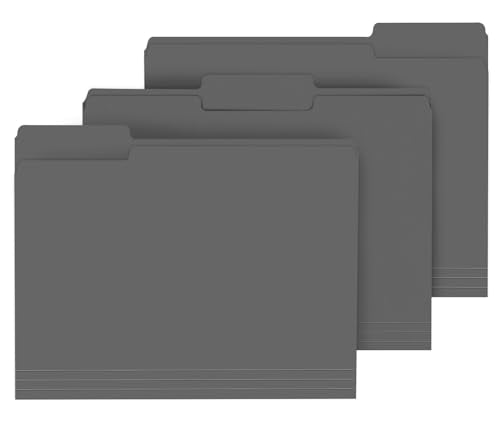 File Folder, PANDRI 120 Pack File Folder, 1/3 Cut Tab, Letter Size, Filing Folder for Office School Business, Dark Gray - color: Dark Gray