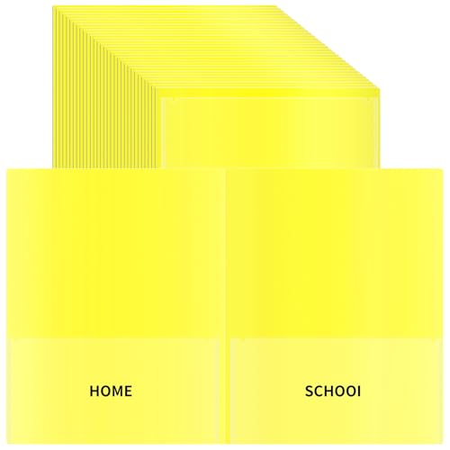 30 Pcs Parent Teacher Classroom Communication Folder with Clear Front Pockets, 2 Pockets Homework Folders Take Home Plastic Folders for Kid Student Home and Classroom (30, Yellow) - color: Yellow