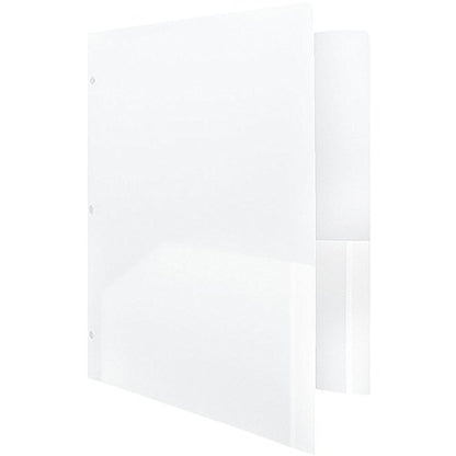JAM PAPER Heavy Duty Plastic 3 Hole Punch Pocket Folders - Extra Tough School Folders - Clear - 6/Pack - color: Clear, size: 6 Per Pack