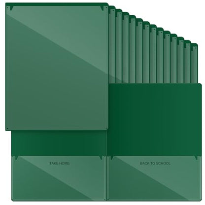 Henoyso 48 Pcs Plastic Take Home Folders with 2 Pockets Parent Teacher Classroom Communication Homework Folder for Students Parent Teacher Connector(Dark Green) - color: Dark Green