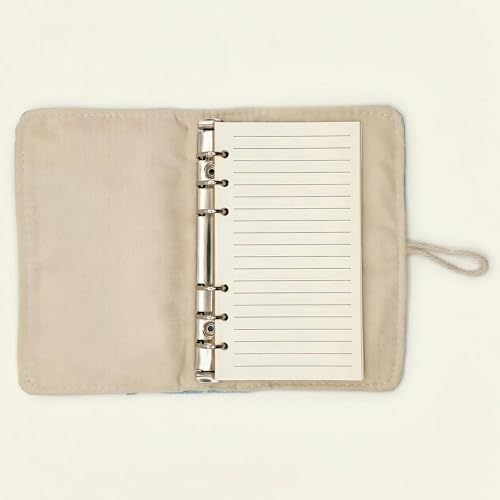 Hengjing A6 6 Ring Binder Loose Leaf Personal Organizer Binder 100 Lined Pages Lay Flat Design Sturdy Metal Rings For Binder Inserts(7 x 4.5 inches)