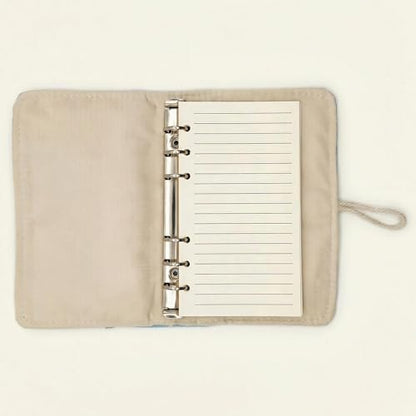 Hengjing A6 6 Ring Binder Loose Leaf Personal Organizer Binder 100 Lined Pages Lay Flat Design Sturdy Metal Rings For Binder Inserts(7 x 4.5 inches)