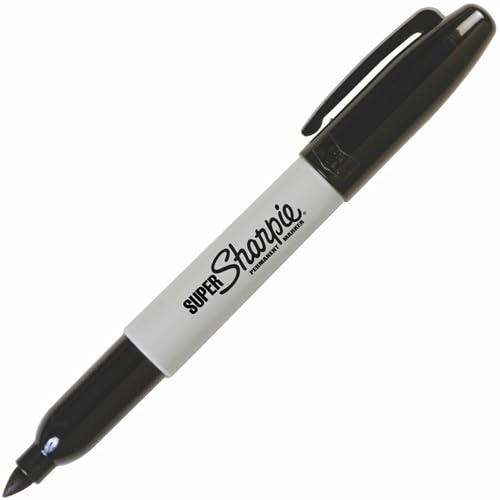 Sharpie Super Permanent Markers, Fine Point, Black, 12 Count - Quick Drying, For Classroom, Poster Boards, Office, Home, Teacher Supplies