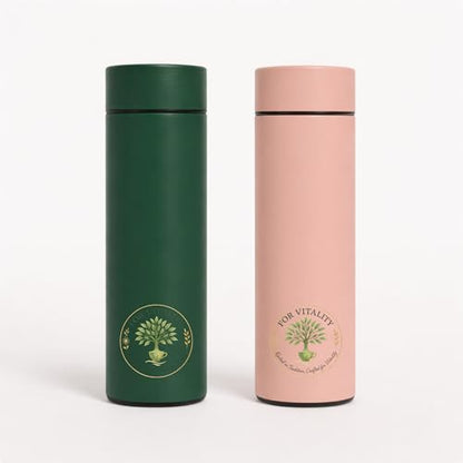Pack of 2 Insulated Stainless Steel Water Bottle, 16 oz, medical grade 316 Stainless Steel, BPA-Free, Forest Green and Blush Pink