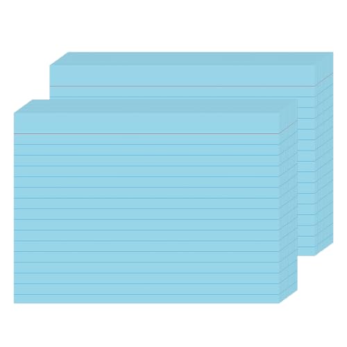 5x7 Blue Note Cards - 50 Pcs Large Heavy Duty 250gsm Lined Flashcards - Jumbo Index Cards for Presentation Prompts, Client Records & Home Office Organization - Thick Ruled Paper - color: Blue - 50 Pack