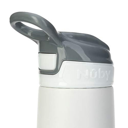 Nuby Thirsty Kids No Spill Flip-It Reflex Stainless Steel Travel Cup or Water Bottle - 10 Oz - 18+ Months - White - Back to School Essentials - size: 10.1 Ounces, style: White