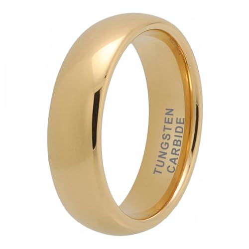 TUTISS 3mm 4mm 5mm 6mm 7mm 8mm 10mm Silver/Gold Tungsten Rings for Men Women Couple Fashion Jewelry Engagement Wedding Bands Domed Polished Comfort Fit - color: 6mm Gold Tungsten