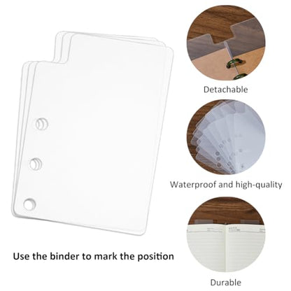 SUPERFINDINGS 50 Sheets 3.54 x2.48inch Tab Dividers Bookmark Plastic Dividers for 3 Ring Binders Semi-Transparent Blank Top Index Divider for Loose Leaf Personal Planner Travelers Journal Notebook