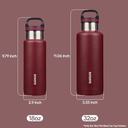 BJPKPK Insulated Water Bottle 32OZ Stainless Steel Water Bottle with Handle Double Walls Vacuum Insulated BPA Free Flask, Deep Red - color: Deep Red, size: 32 Ounces