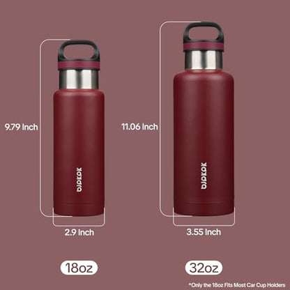 BJPKPK Insulated Water Bottle 32OZ Stainless Steel Water Bottle with Handle Double Walls Vacuum Insulated BPA Free Flask, Deep Red - color: Deep Red, size: 32 Ounces