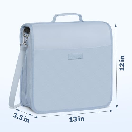 SUNEE Zipper Binder 3 Ring, 3 Inch O-Ring with Handle and Shoulder Strap, 600-Sheet Capacity, 5-Tab Expanding File Folder, Multi-Pockets for Middle School Organizer Binder with Zipper, Dusk Blue - color: Dusk Blue