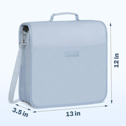 SUNEE Zipper Binder 3 Ring, 3 Inch O-Ring with Handle and Shoulder Strap, 600-Sheet Capacity, 5-Tab Expanding File Folder, Multi-Pockets for Middle School Organizer Binder with Zipper, Dusk Blue - color: Dusk Blue