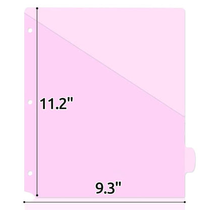 8-Count Binder Dividers with Two Pockets, 8 Tabs, 3-Hole Punched, Multicolor Plastic Index Dividers — Durable, Tear-Resistant, Insertable Labels — Fits Standard 3-Ring Binders (Pink,1set) - color: Pink, size: 1set