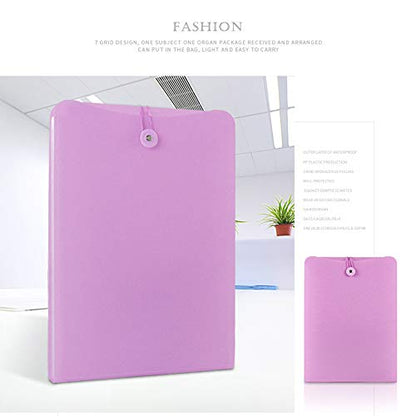 Vertical Expanding Accordion Folder with 7 Pockets Paperwork Organizer Document Wallet Briefcase Business File Organizer Bag A4 Letter Size Elastic Rope Closure Pink