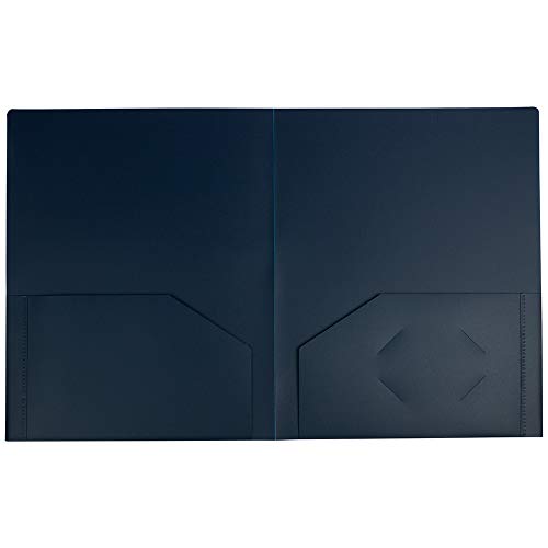 JAM PAPER Heavy Duty Plastic 2 Pocket Extra Tough School Folders - Navy Blue - 6/Pack - color: Navy Blue, size: 6 Per Pack