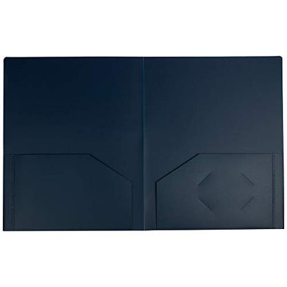 JAM PAPER Heavy Duty Plastic 2 Pocket Extra Tough School Folders - Navy Blue - 6/Pack - color: Navy Blue, size: 6 Per Pack
