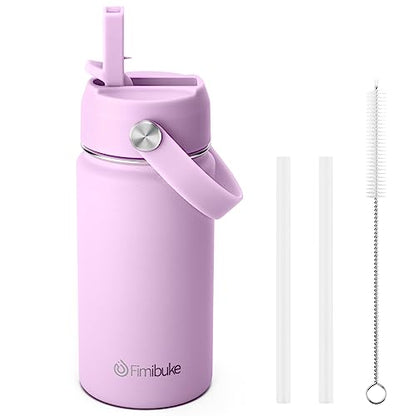 Fimibuke Kids Insulated Water Bottle, 14oz BPA FREE 18/8 Stainless Steel Travel Tumbler Double Wall Vacuum Leak Proof Kids Cup with Straw Metal Water Bottle for School Boys Girls(1 Pack, Lilac) - color: B14. Lilac