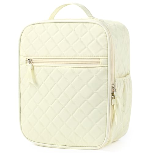 Aileam Lunch Box Lunch Bag for Women Cute Girls Lunch Box Insulated Womens Lunch Bag For Work Quilted Large Capacity Reusable Insulated Cooler for Work School Picnic Travel, Cream White - color: Cream White