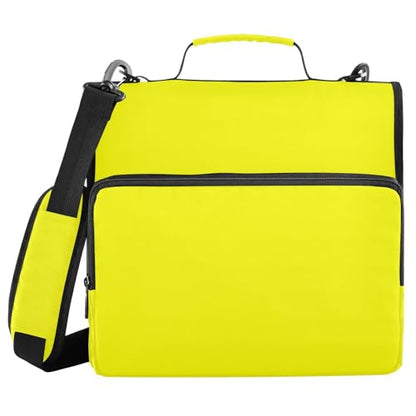 1.5-Inch 3-Rings Zipper Binder with Strap Includes Zip Pocket Documents Files Storage Bag for School/Office Bright Yellow - color: Bright Yellow
