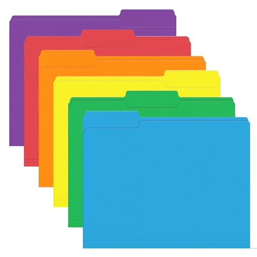 File Folder, PANDRI 120 Pack Colored File Folder, 1/3 Cut Tab, Letter Size, Assorted 6 Colors Filing Folder for Office School Business - color: Assorted 6 Light Colors