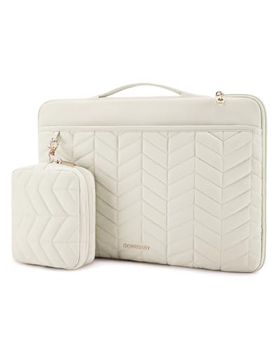 BAGSMART 13.3-14 Inch Laptop Case with Handle, Padded Laptop Sleeve Bag | Equipped Pouch for Charge Cable, Fits MacBook Air/Pro Portable Lightweight Sleeve for Women Easy Carrying - color: Beige, size: 13-14 inch