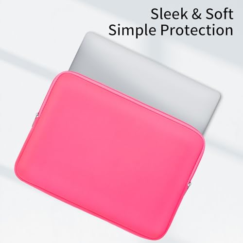 RAINYEAR 13 Inch Laptop Sleeve Case with Accessories Pouch, Compatible with 13.3" MacBook Air/Pro M1 M2 M3 M4 M5 A3449 A3240 A3113 A2681 A2338 (Bright Pink,Upgraded Version) - color: Bright Pink(upgraded Version), size: 13"