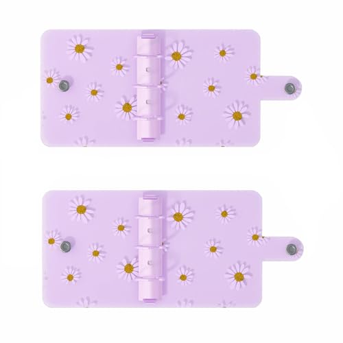 2PCS Mini School Supplies Mini 3 Ring Binder, Translucent PVC Mini Binder for Class Notes(Purple) - color: Purple