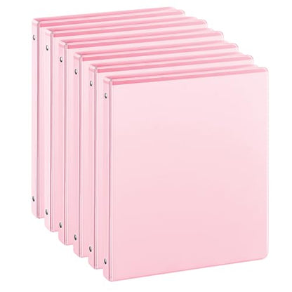 SUIN 1/2-Inch 3 Ring Binders with 2 Interior Pockets, Basic 0.5'' Binders Holds 100 Sheets Letter Size, Office School Home, 6 Pack - color: Pink