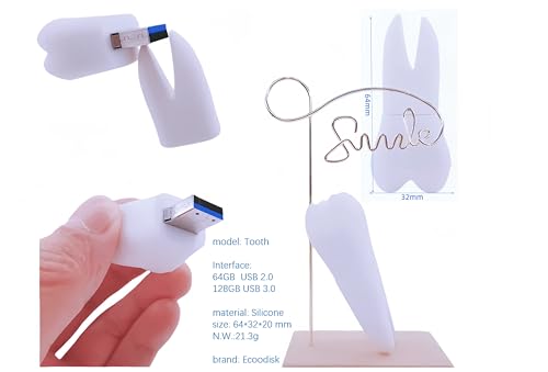 128GB USB 3.0 Flash Drive Novelty Cartoon Tooth High Transfer Speed Pendrive Memory Stick White - color: Tooth