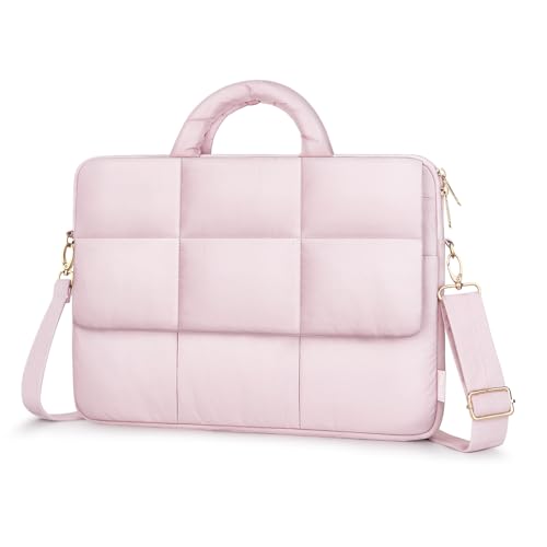 MOSISO Laptop Bag for Women, Computer Bags, Puffy Laptop Sleeve Bag with Trolley Sleeve