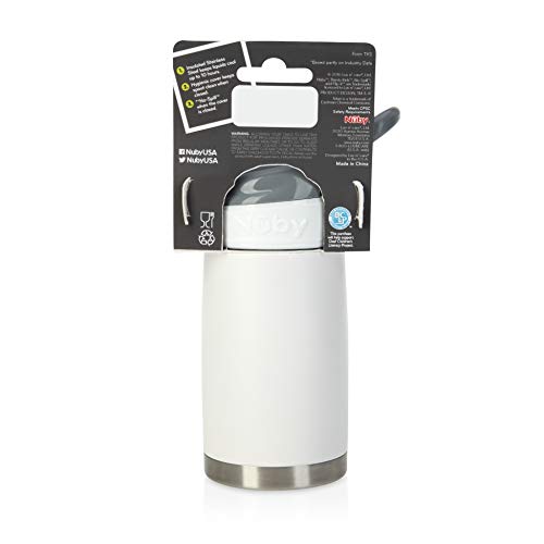 Nuby Thirsty Kids No Spill Flip-It Reflex Stainless Steel Travel Cup or Water Bottle - 10 Oz - 18+ Months - White - Back to School Essentials - size: 10.1 Ounces, style: White