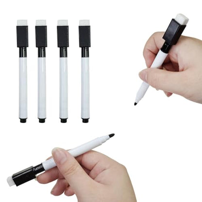 25PCS Black Magnetic Mini Dry Erase Markers, 4.5 Inch Mini Whiteboard Marker Pens with Eraser Cap, Low Odor Fine Tip for School, Office, and Business Use