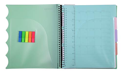 Mintra Office Durable PREMIUM Spiral Notebook, ((Sage Green, 5 Subject (8.5in x 11in)), Fabric Covered Coils, No Snags, College Ruled, Adjustable Pocket Dividers, Ruler, Organization, Student, School - color: Sage Green, size: 5 Subject (8.5in x 11in)