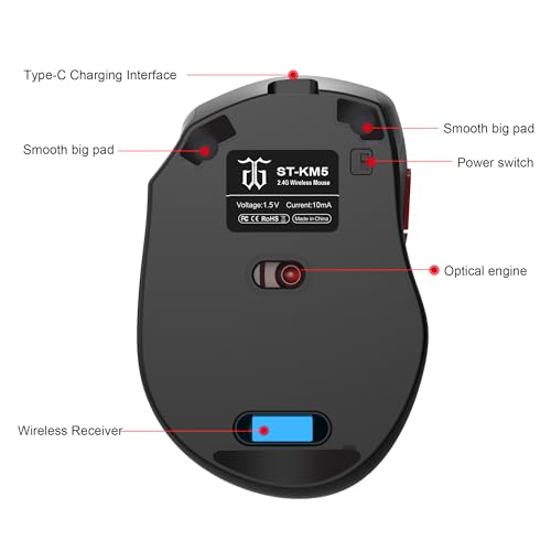 Snpurdiri 60% Wireless Gaming Keyboard and Mouse Combo, Include 2.4G Small Mini 60% Merchanical Feel Keyboard, Ergonomic Design Vertical Feel Wireless Mouse - color: Black Combo